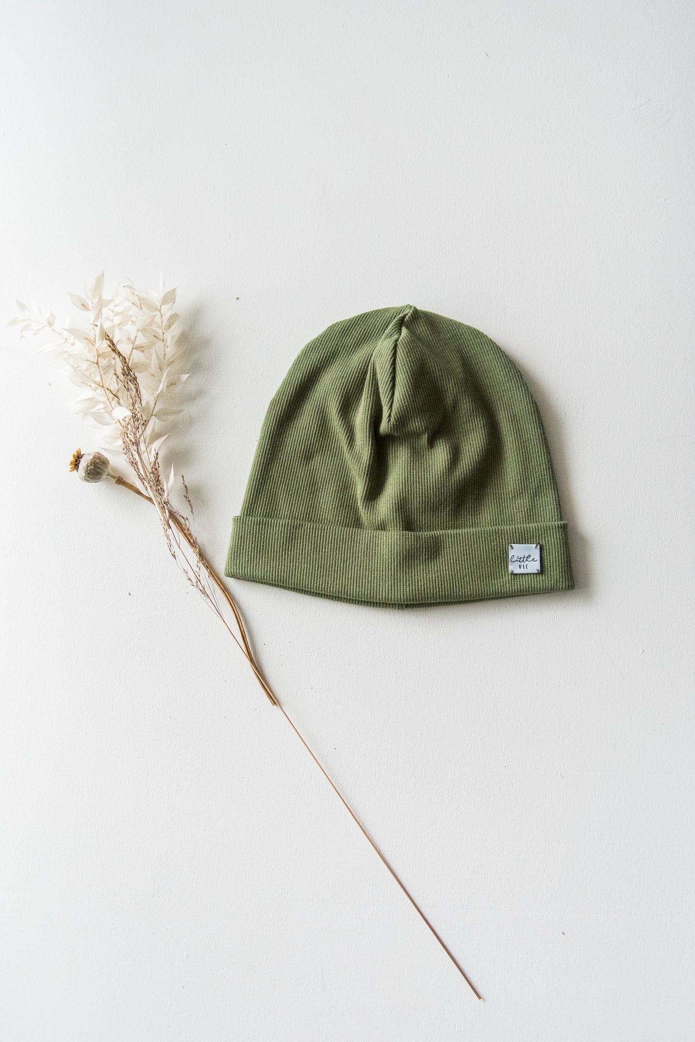 Rib Turn-Up Beanie // olive green