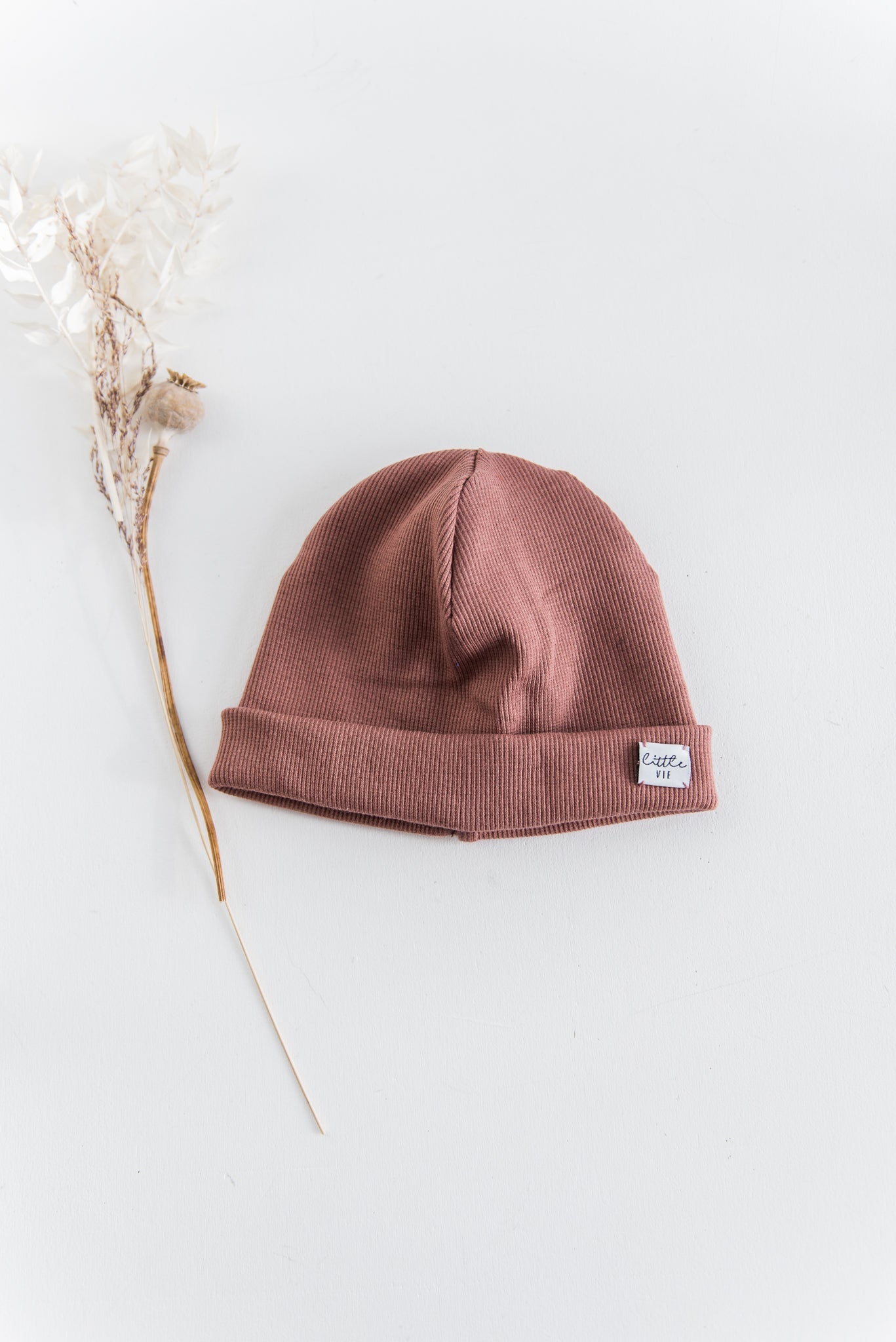 Rib Turn-Up Beanie // old rose