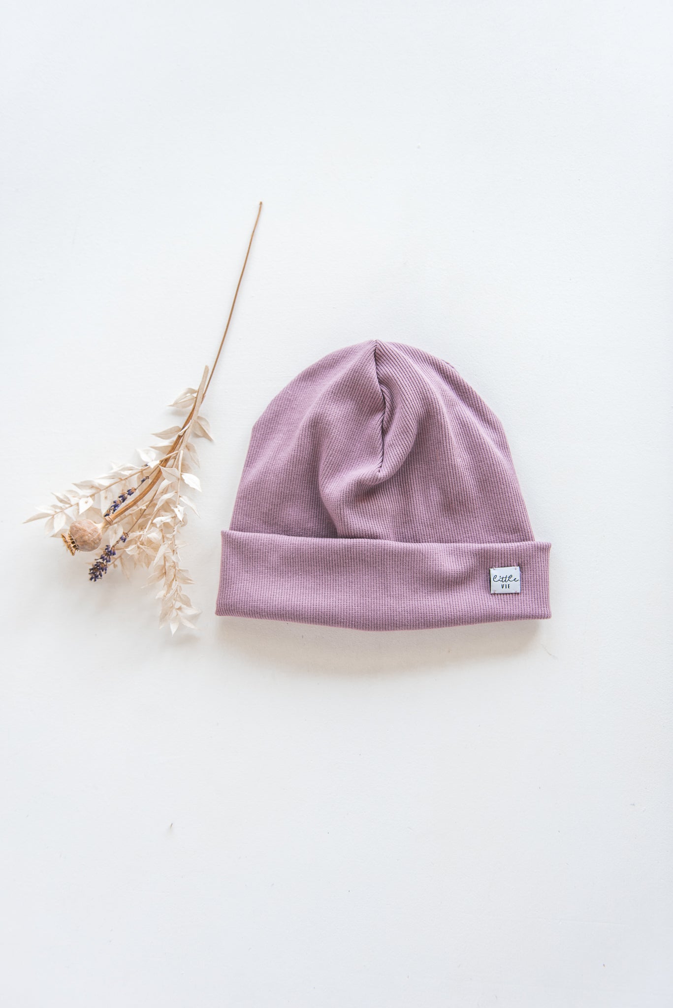 Rib Turn-Up Beanie // lilac