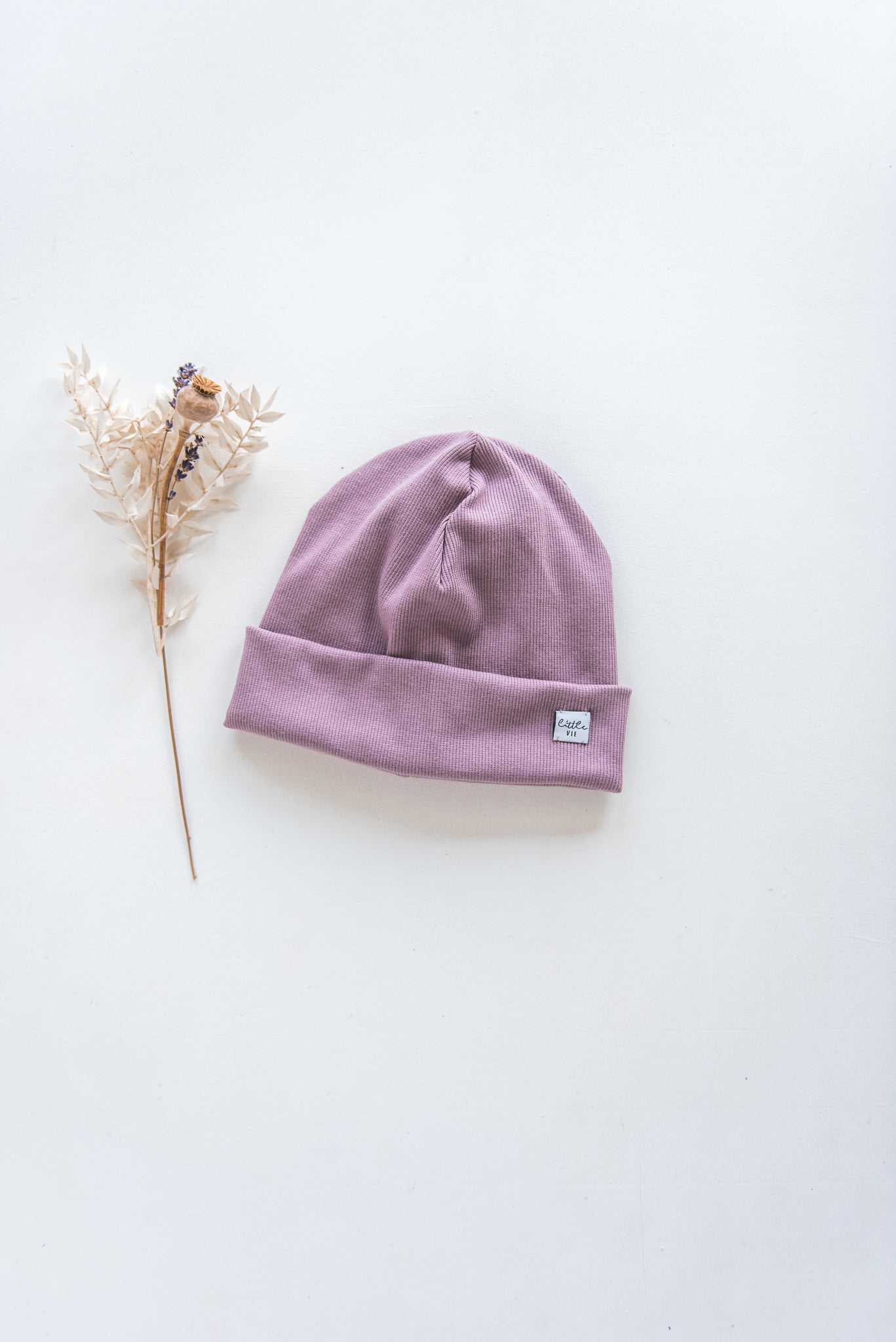 Rib Turn-Up Beanie // lilac