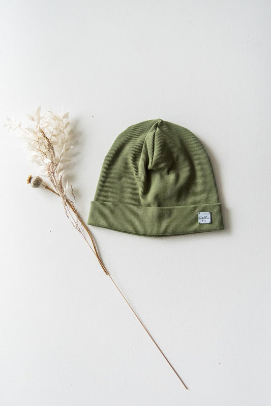 Rib Turn-Up Beanie // olive green