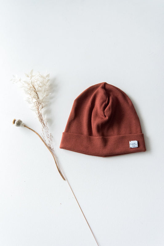 Rib Turn-Up Beanie // sienna