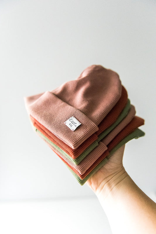 Rib Turn-Up Beanie // old rose