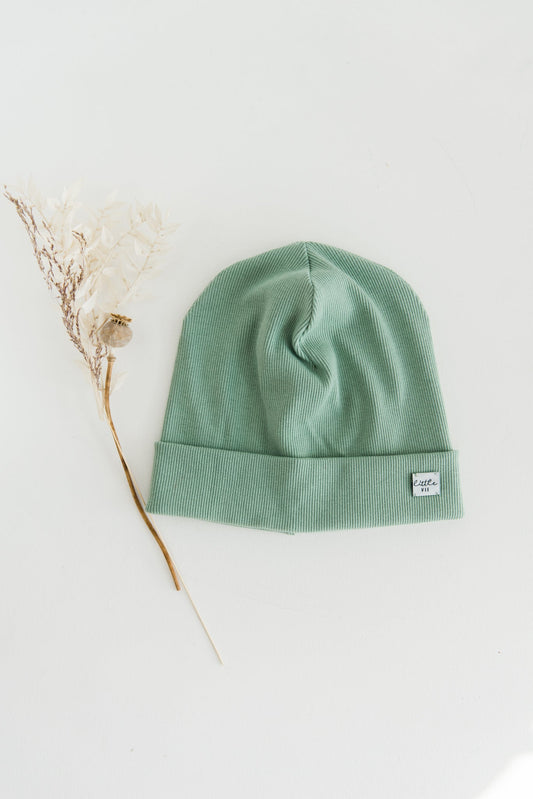 Rib Turn-Up Beanie // sage green
